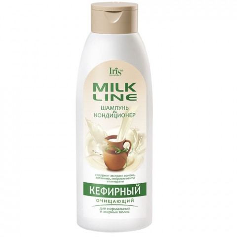 Шампунь-кондиционер IRIS Milk Line кефирный очищающий для нормальных и жирных волос 1000 мл Шампунь-кондиционер IRIS Milk Line кефирный очищающий для нормальных и жирных волос 1000 мл