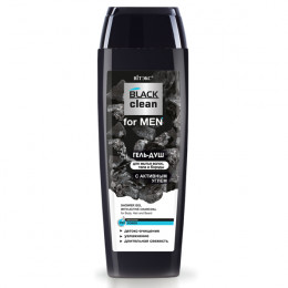 Гель-душ для мытья волос, тела и бороды Витэкс Black Clean for MEN с активным углем 400 мл